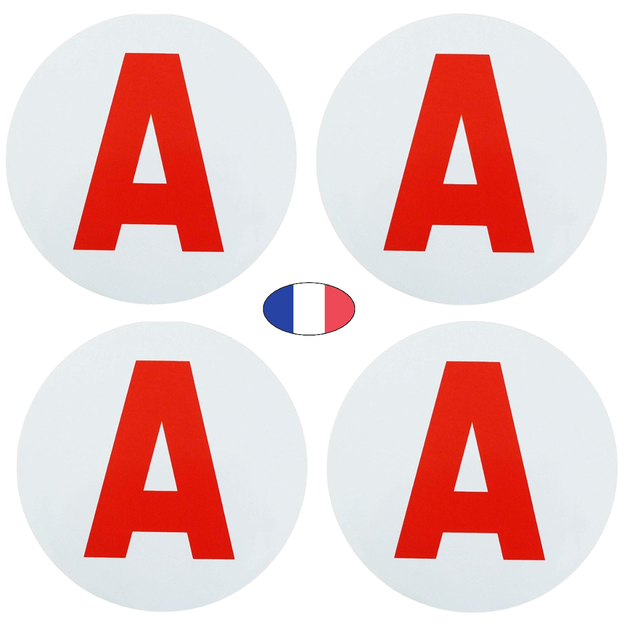 Lot 4 Disques "A" jeune conducteur - adhésif - Fabriqué en France