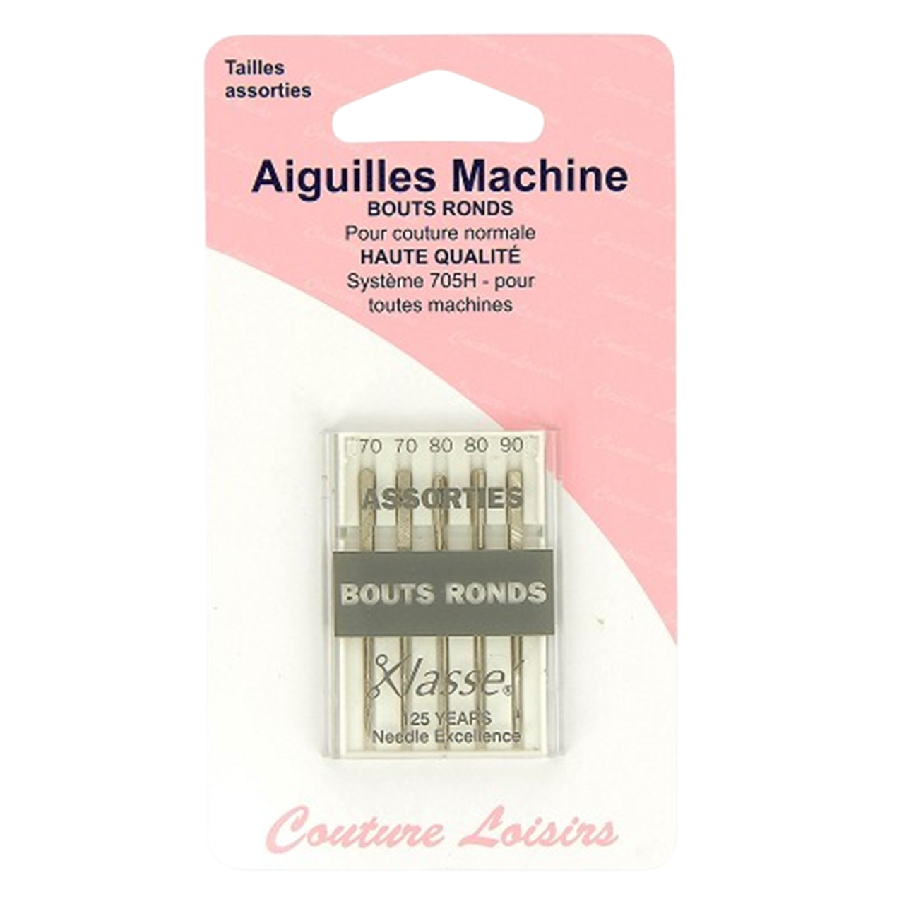 Aiguilles machine - Bout rond - Taille 70, 80 et 90 Système 705H - 5 pièces