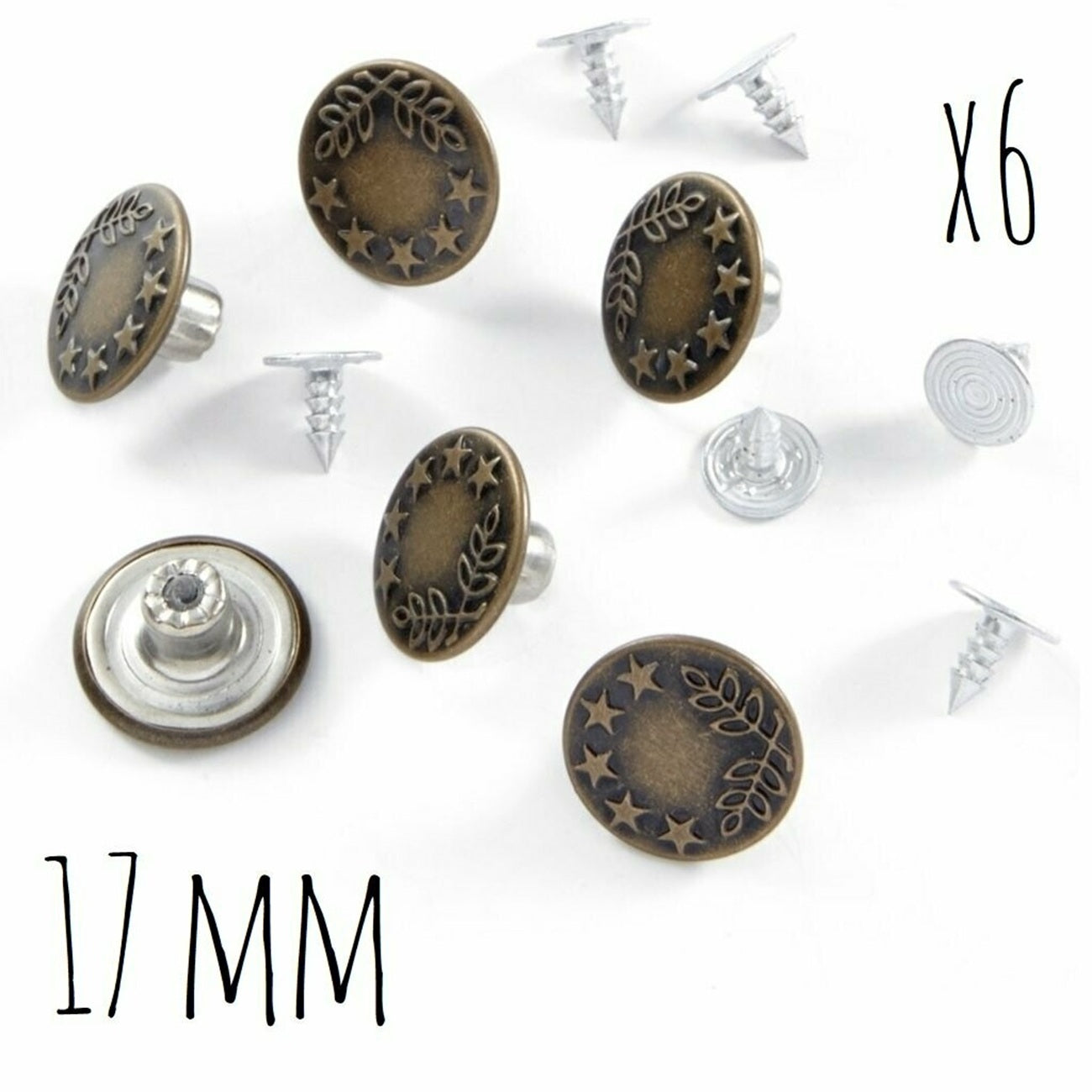 Boutons - spécial jeans - bronze - 17 mm - 6 jeux