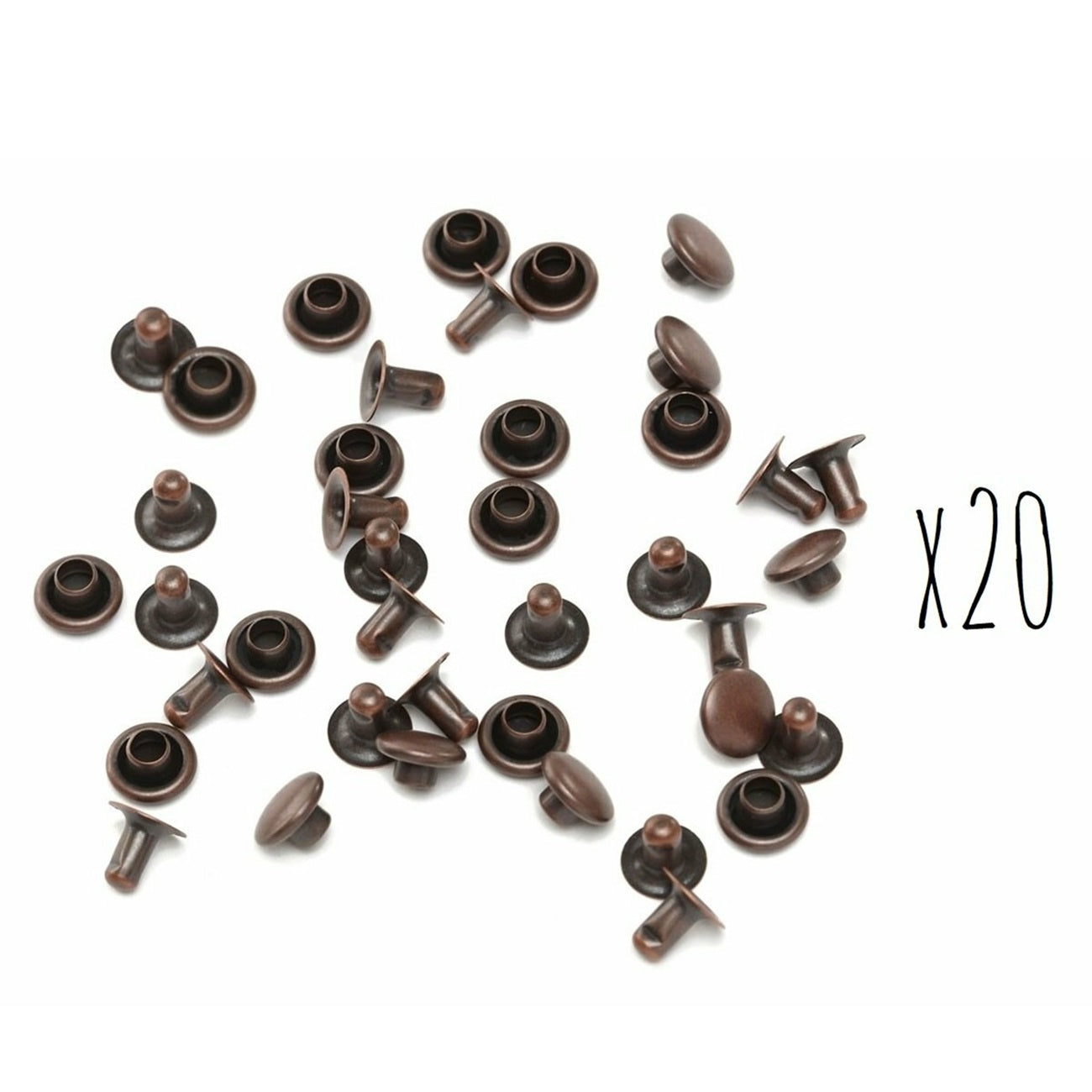 Rivet "Jeans" - 7 mm - bronze - 20 pièces - pose sans outillage