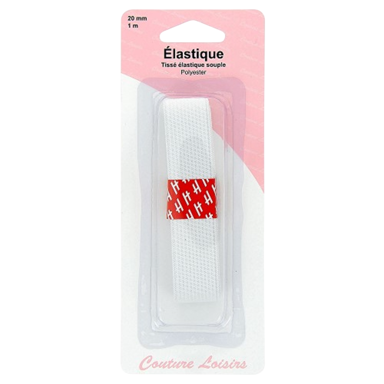 Elastique - Tissé souple - Blanc - 20 mm sur 1 mètre