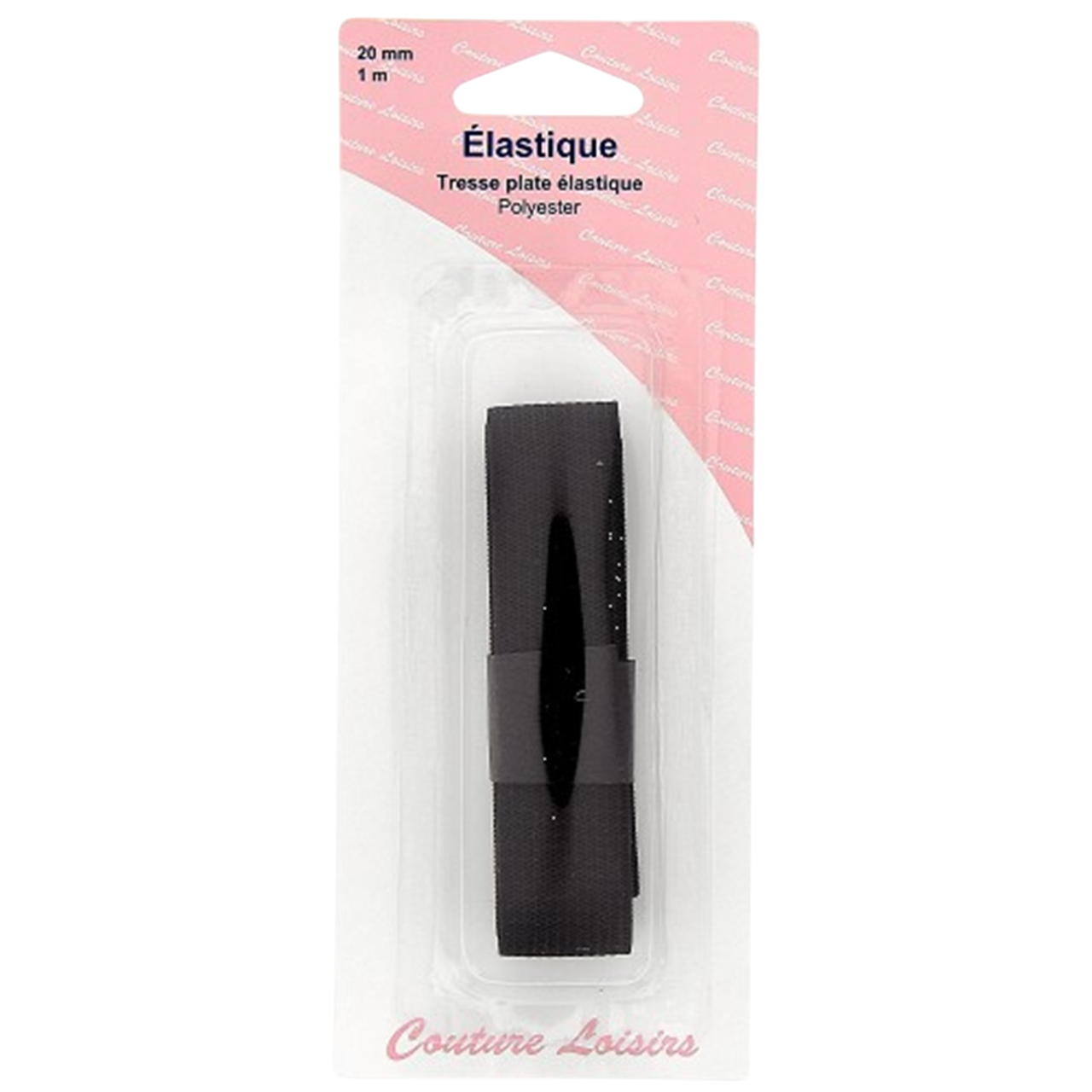 Elastique - Tissé souple - Noir - 20 mm sur 1 mètre