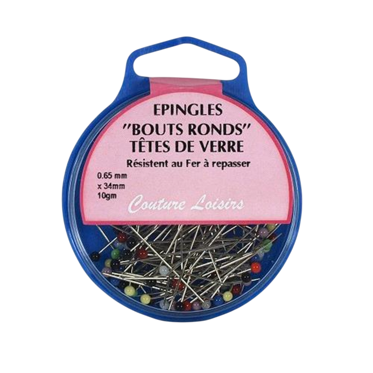 Epingles "bouts ronds" têtes de verre - D0,65x34mm - 95 pièces