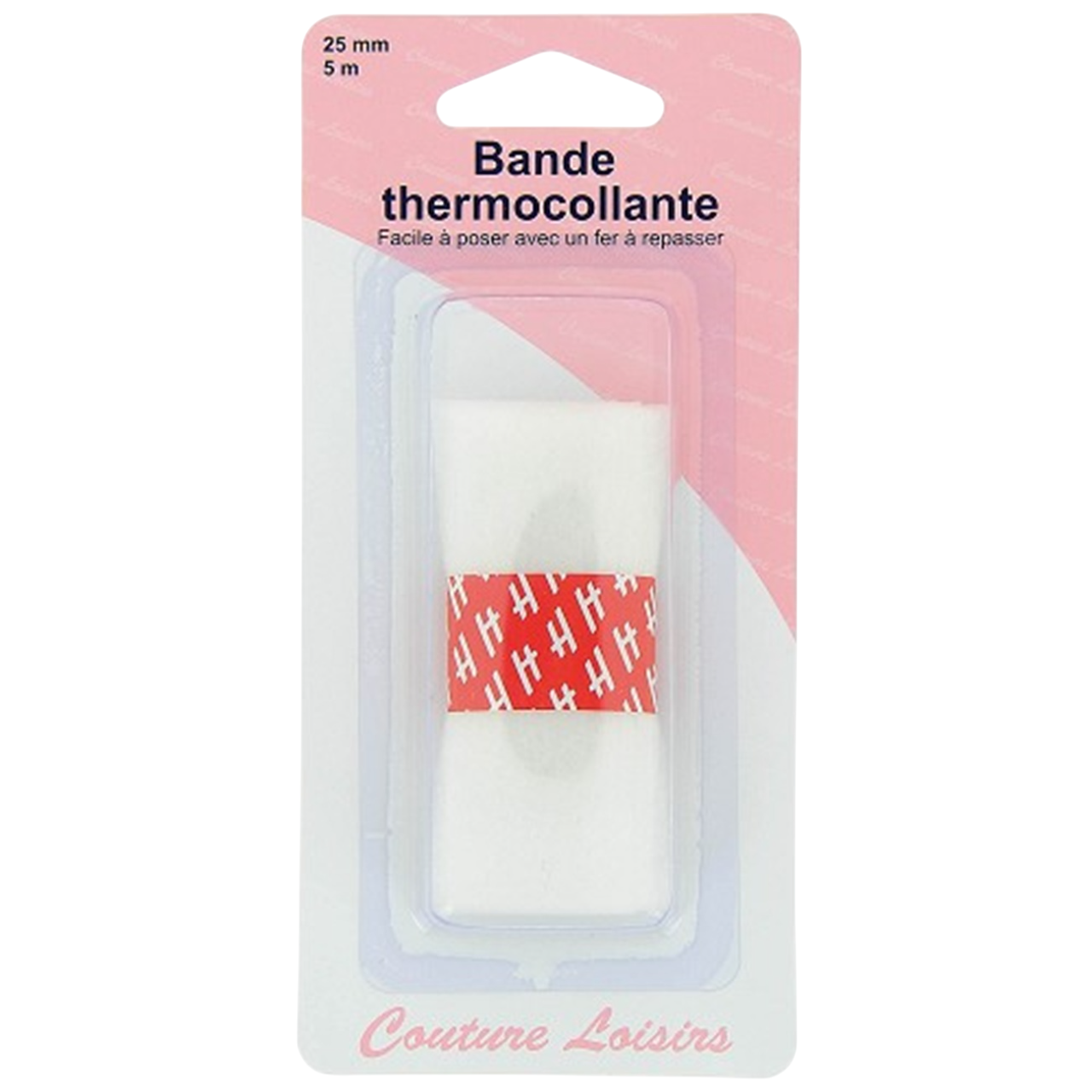 Bande thermocollante blanche de 25 mm x 5 m pour ourlet sans couture, à fixer au fer. Canocea
