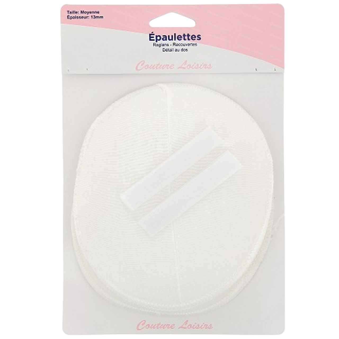 Épaulettes blanches style raglan 17 x 15 cm – mousse recouverte de coton pour vêtement à manche tombante. Canocea