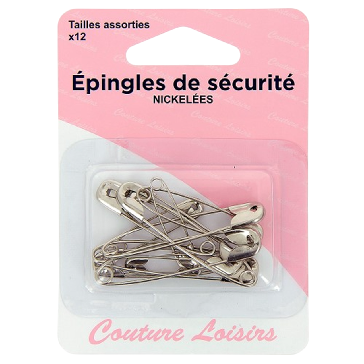 Lot de 12 épingles de sécurité assorties nickelées – tailles variées pour couture et bricolage. Canocea