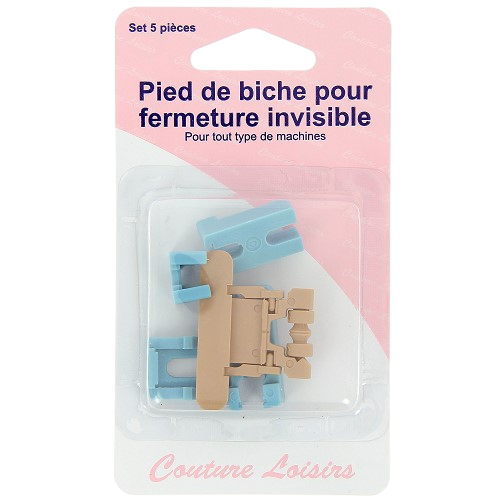 Ensemble de 5 pieds à roulettes pour fermeture invisible, compatibles machines à coudre. Canocea