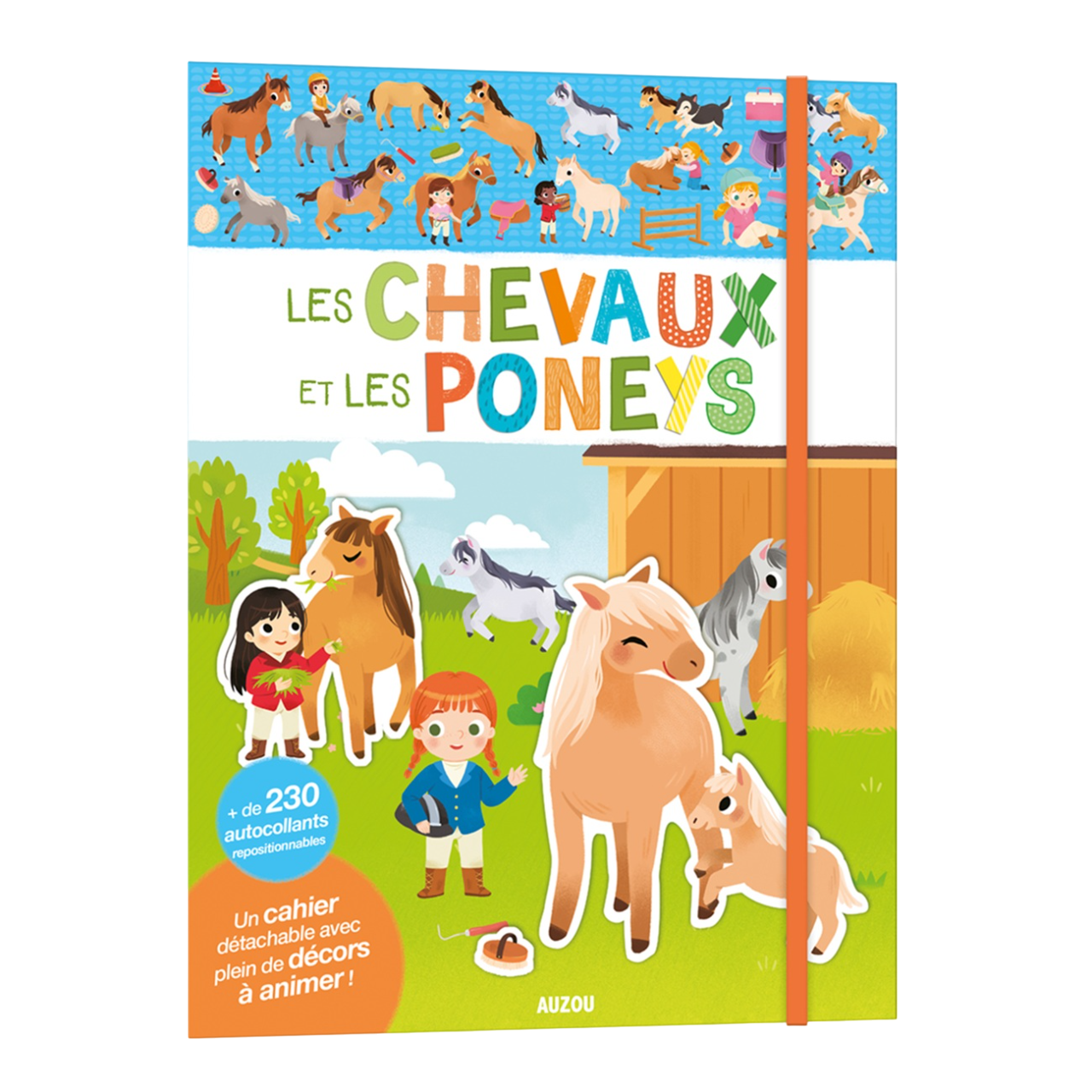 Cahier histoire à animer + autocollants repositionnables - Chevaux poneys - 20 x 26 cm - AUZOU