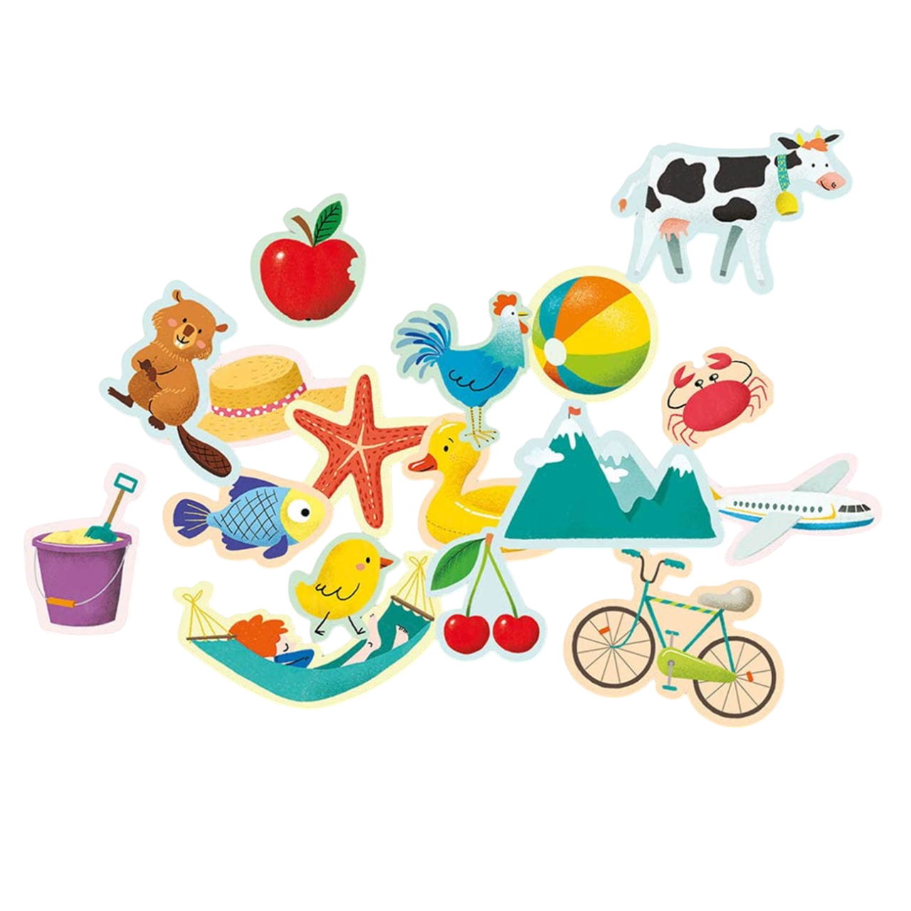 Pochette de gommettes repositionnables- Vacances été - 100 pièces - de 4 cm
