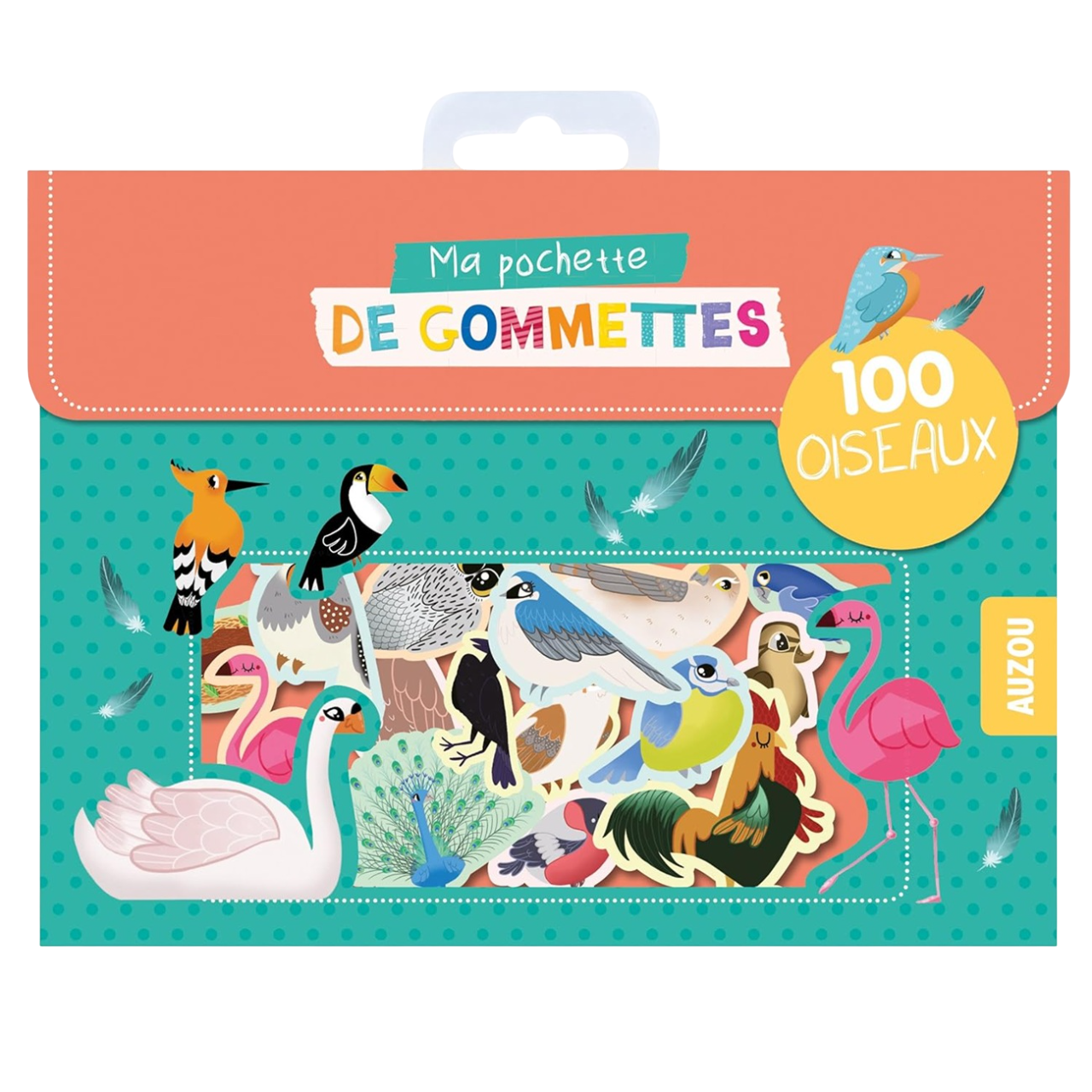 Pochette de gommettes repositionnables- Oiseaux - 100 pièces - de 4 cm