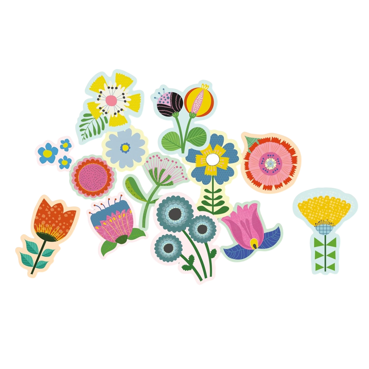 Pochette de gommettes repositionnables- Fleurs - 100 pièces - de 4 cm