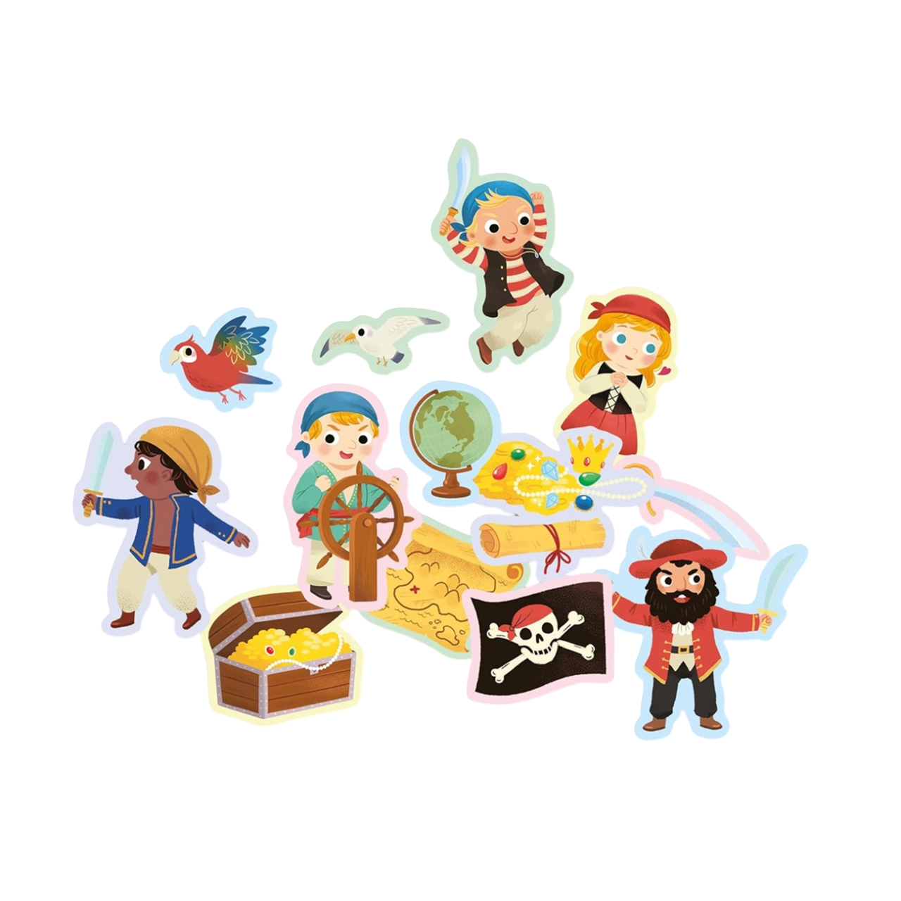 Pochette de gommettes repositionnables- Pirates - 100 pièces - de 4 cm