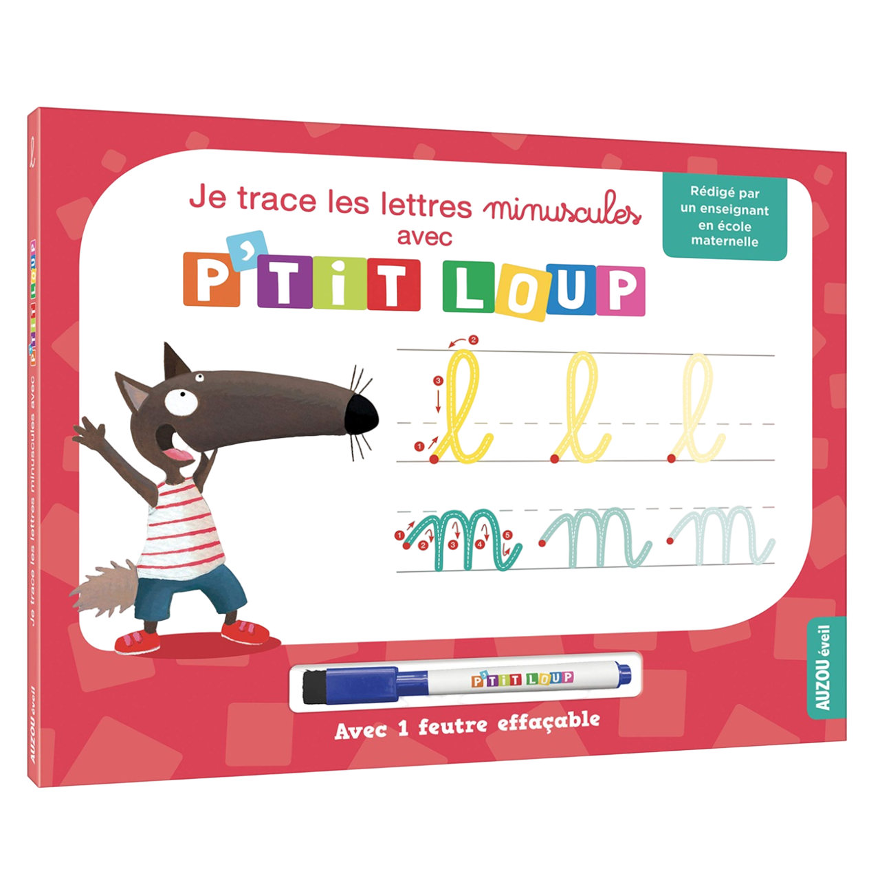 Mon livre ardoise d’écriture + feutre effaçable – Lettres minuscules - 21,5 x 26,5 cm -AUZOU