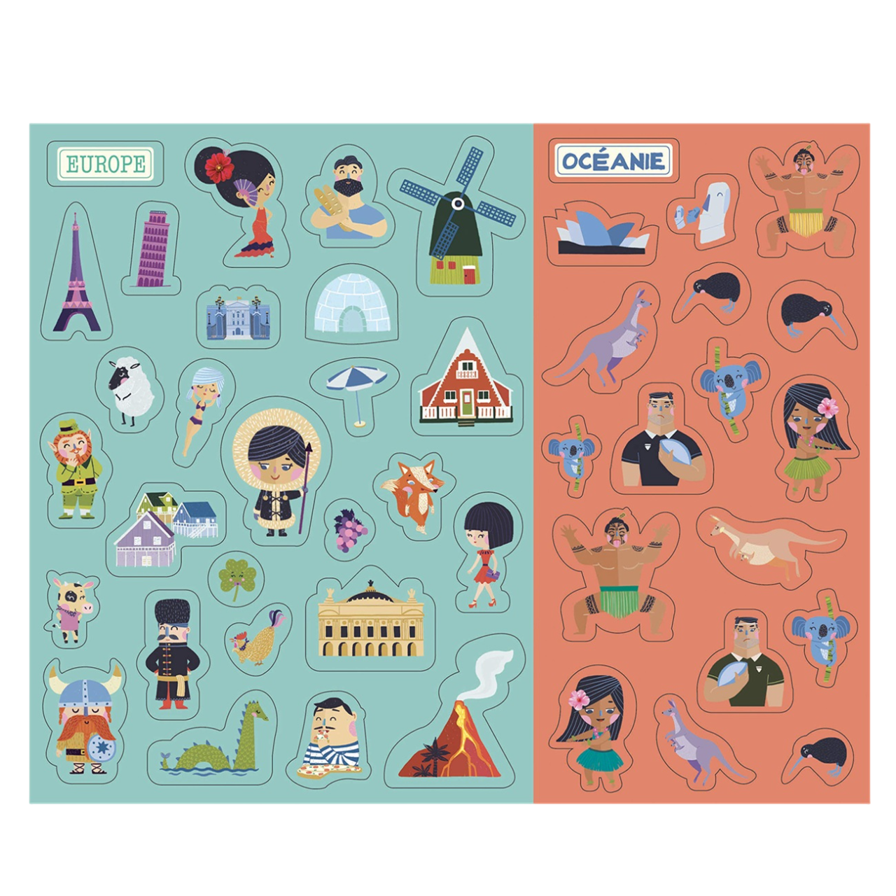 Poster du monde à animer - 57x38cm + 180 autocollants - dès 3 ans - AUZOU