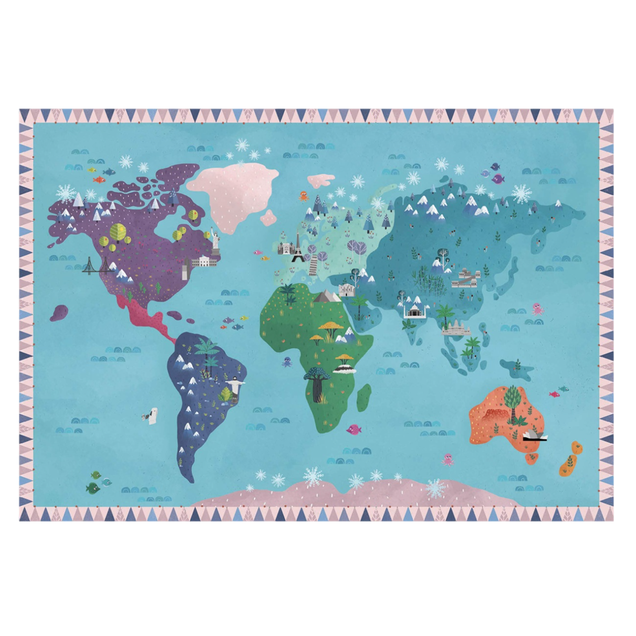 Poster du monde à animer - 57x38cm + 180 autocollants - dès 3 ans - AUZOU