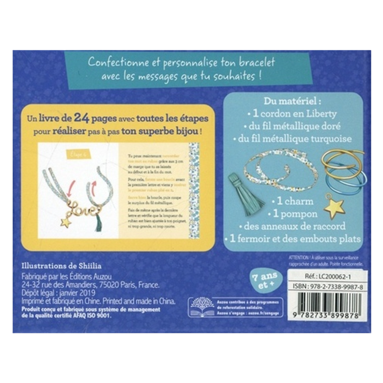 Coffret - bracelet à personnaliser - livre 24 pages pas à pas - AUZOU