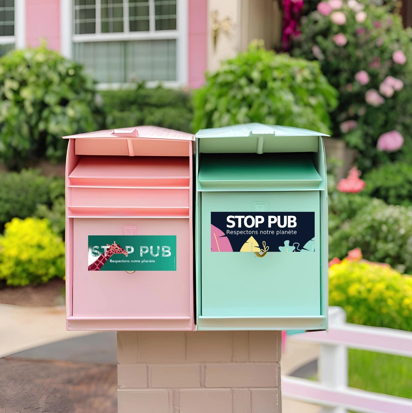 Autocollant "STOP PUB" Girafe - Résiste aux UV - Fabriqué en France