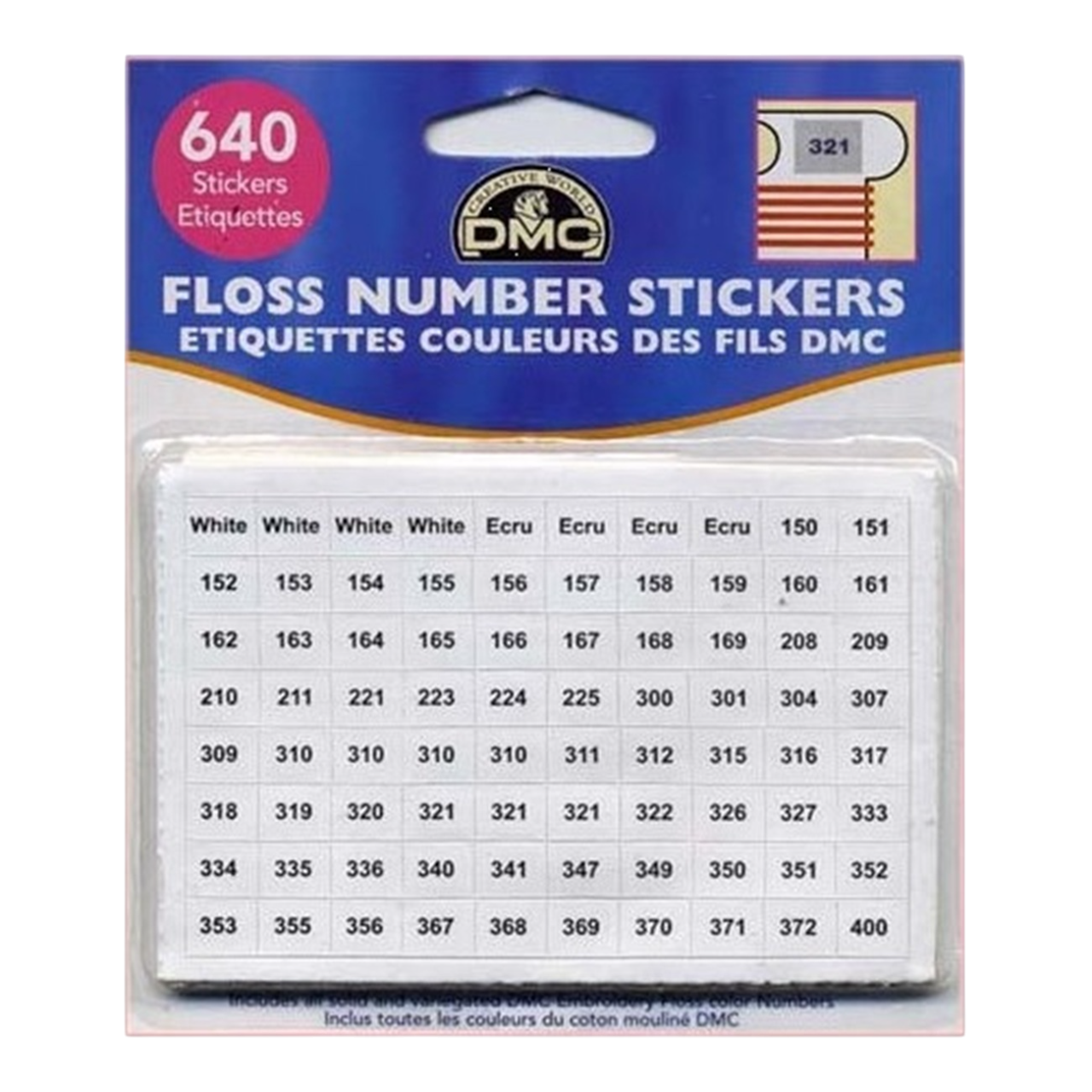 Étiquettes adhésives pour fils DMC – 630 stickers – 0,80 cm x 0,60 cm - Fabrication française -