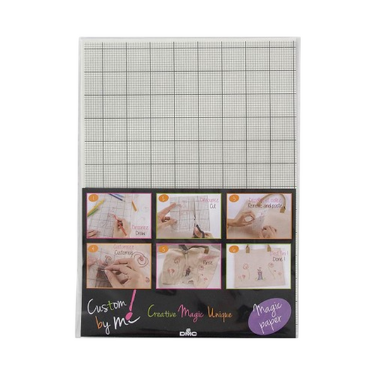 Feuille magique DMC A4 à petits carreaux – papier hydrosoluble pour transfert de broderie. Canocea France.