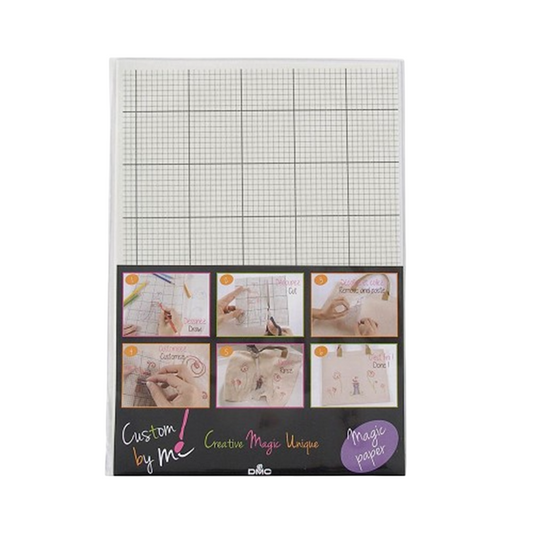 Feuille magique DMC A4 à carreaux moyens – papier transfert à broder hydrosoluble. Canocea France