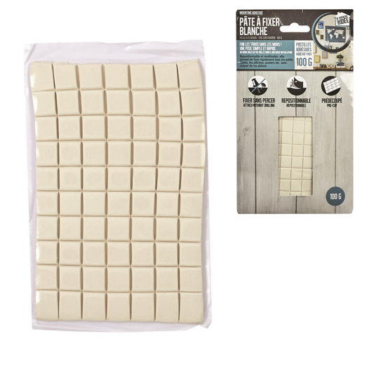 Pâte à fixe blanche 100 g repositionnable pour affiches et posters. Canocea Fance