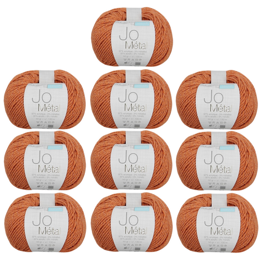 Pelote fil à tricoter - rouille métallisé - 10 pièces de 50 gr - 97% acrylique 3% métallisé