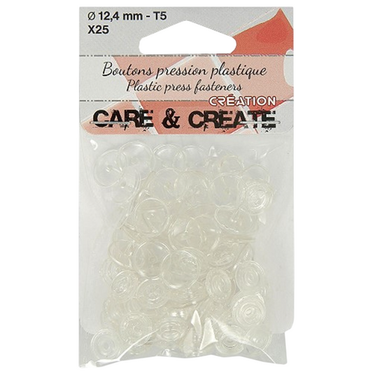 Bouton pression - Transparent - 12.4 mm - 25 jeux -
