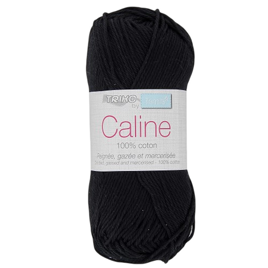 Fil à tricoter Caline - Noir - 100% coton - peignée, gazée et mercerisée