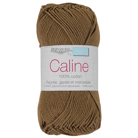 Fil à tricoter Caline - Marron - 100% coton - peignée, gazée et mercerisée