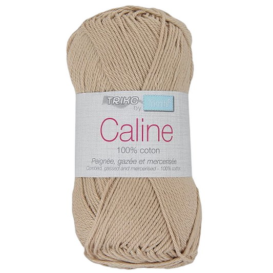Fil à tricoter Caline - Beige - 100% coton - peignée, gazée et mercerisée