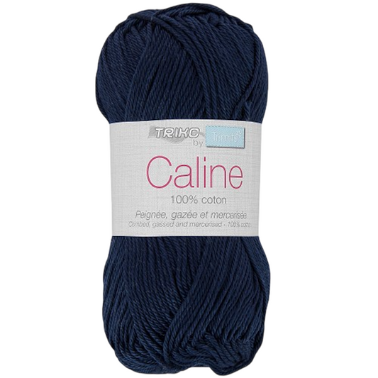 Fil à tricoter Caline - Bleu marine - 100% coton - peignée, gazée et mercerisée