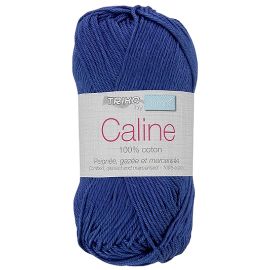 Fil à tricoter Caline - Bleu foncé - 100% coton - peignée, gazée et mercerisée