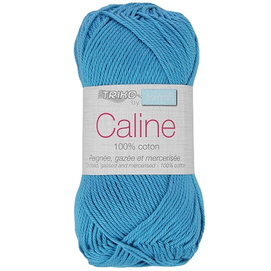 Fil à tricoter Caline - Bleu - 100% coton - peignée, gazée et mercerisée