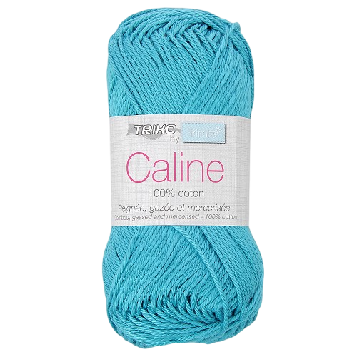 Fil à tricoter Caline - Bleu turquoise - 100% coton - peignée, gazée et mercerisée