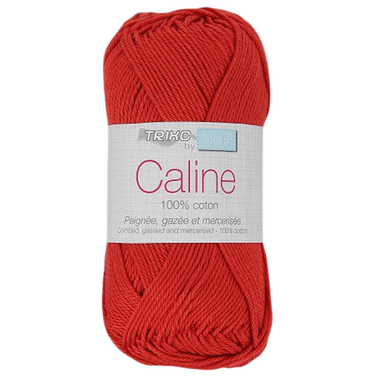 Fil à tricoter Caline - Rouge - 100% coton - peignée, gazée et mercerisée