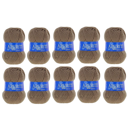 Pelote de fil à tricoter - beige foncé - Acrylique - 10 pièces de 50 gr = 1 pull