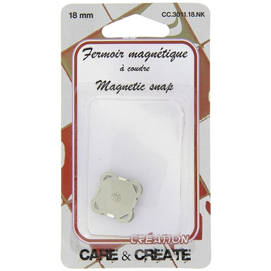 Fermoir magnétique - Argenté - 18 mm  - à coudre - 1 bouton