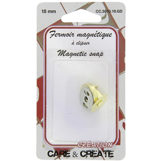 Fermoir magnétique - Doré - 18 mm  - à clipser - 1 bouton
