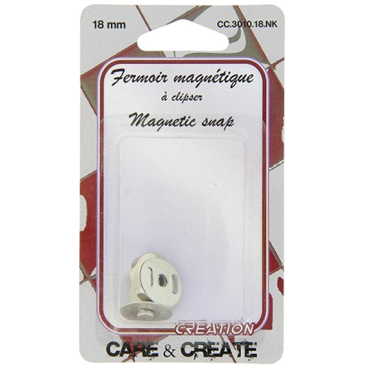 Fermoir magnétique - Argenté - 18 mm  - à clipser - 1 bouton