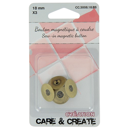 Boutons magnétiques - bronze - 18 mm - 3 jeux - à coudre