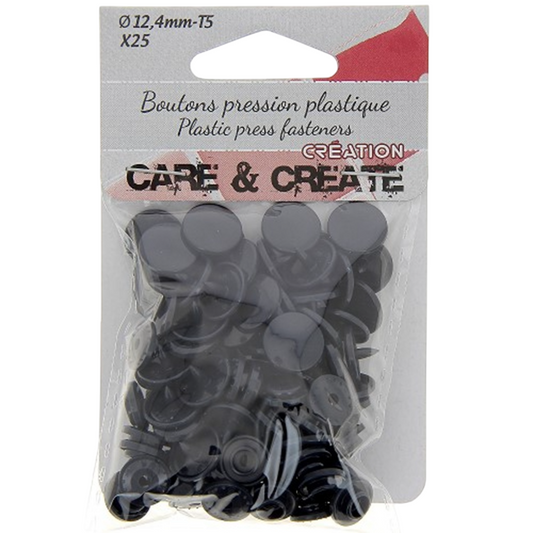 Bouton pression - Noir - 12.4 mm - 25 jeux -