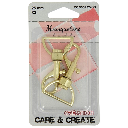 Mousquetons  - 25 mm - Doré - 2 pièces - porte clés