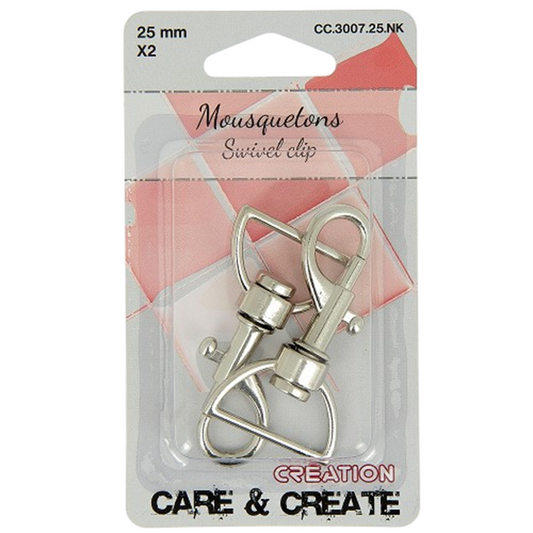 Mousquetons  - 25 mm - Argentés - 2 pièces - porte clés