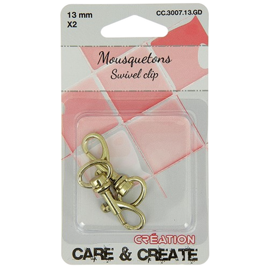 Mousquetons  - 13 mm - Doré - 2 pièces - porte clés