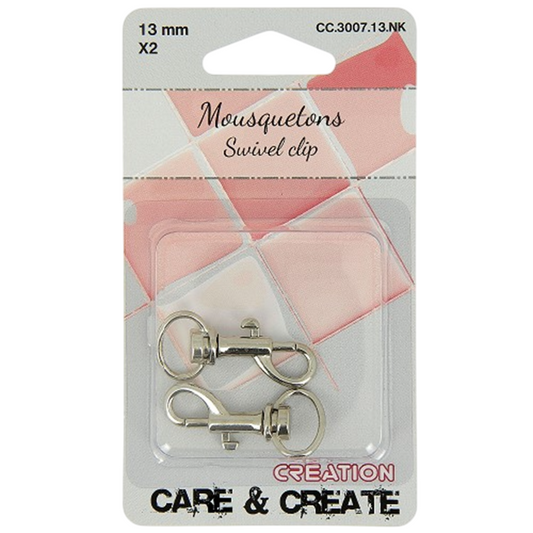 Mousquetons  - 13 mm - Argentés - 2 pièces - porte clés
