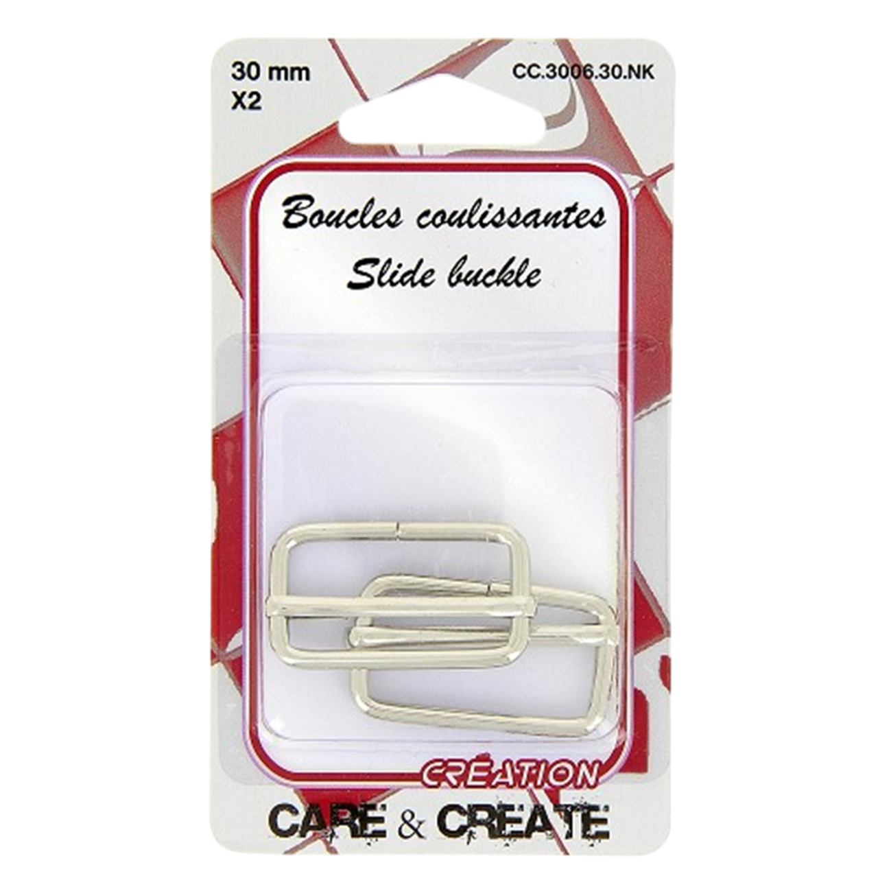 Boucles coulissantes rectangulaires - métal - 30 mm - argentées - 2 pièces -