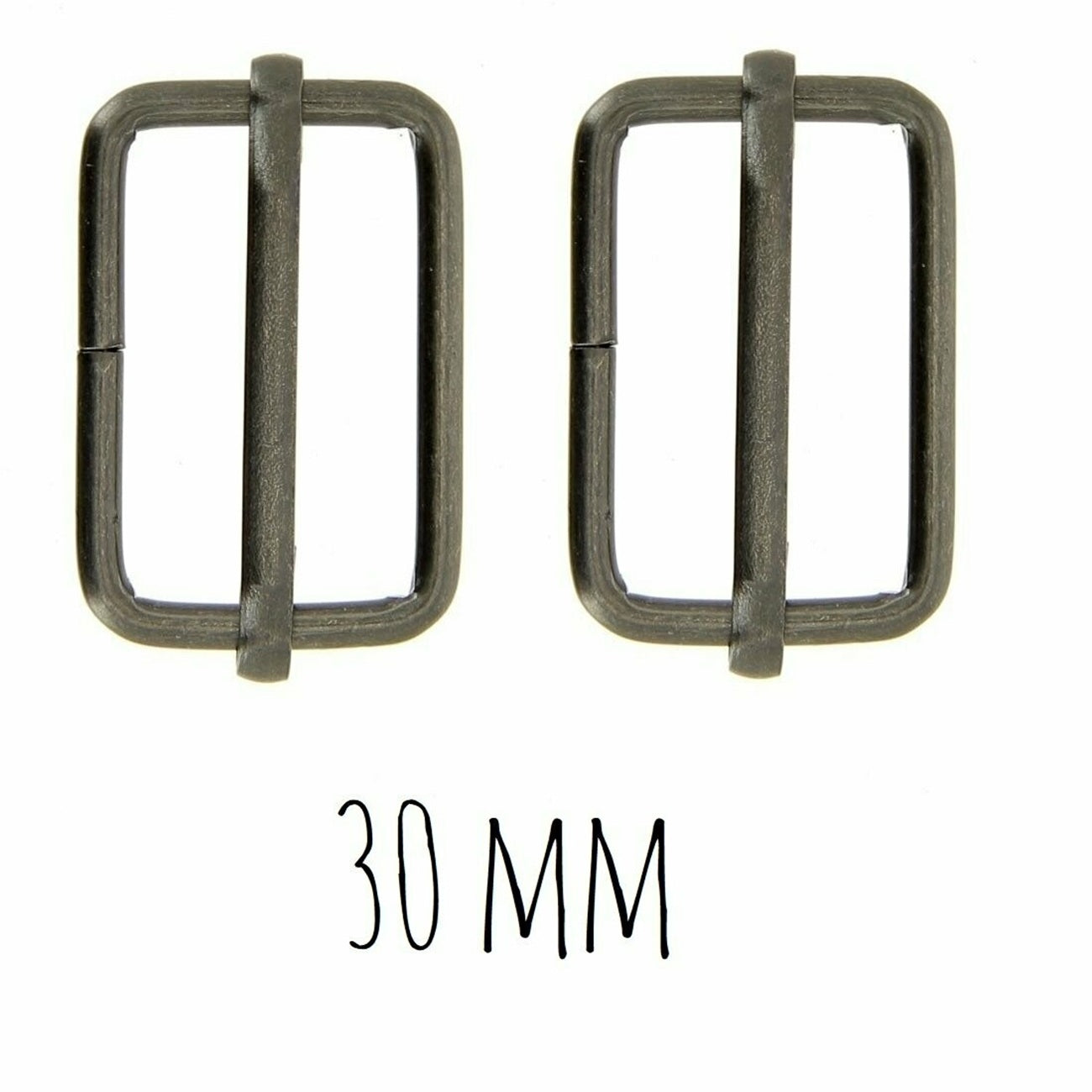 Boucles coulissantes rectangulaires - métal - 30 mm - noires - 2 pièces -