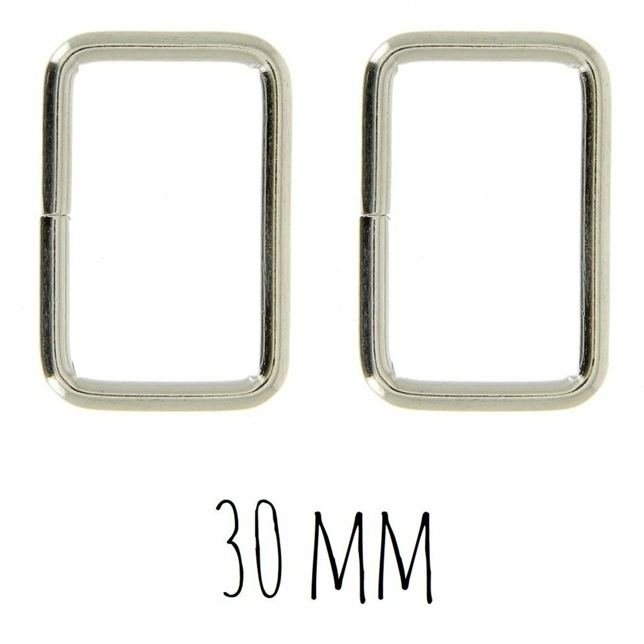 Boucles rectangulaires - métal - 30 mm - argentées - 2 pièces