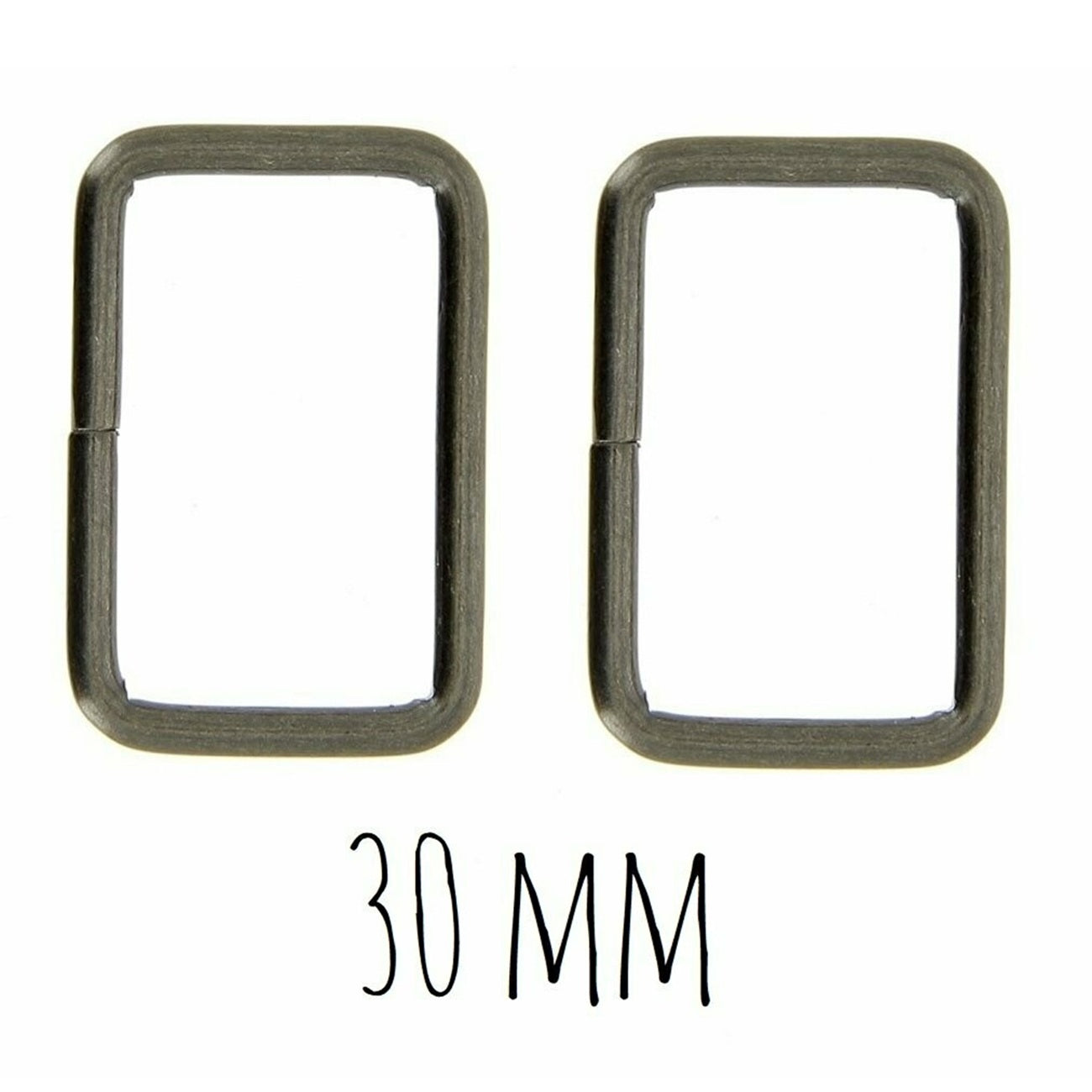 Boucles rectangulaires - métal - 30 mm - noires - 2 pièces