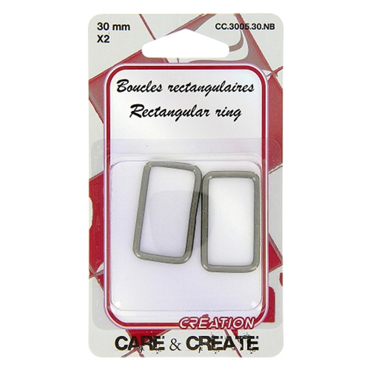 Boucles rectangulaires - métal - 30 mm - noires - 2 pièces